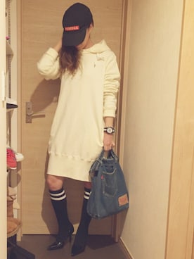 「RCWB（アールシーダブリュービー）のアイテム（ワンピース/ドレス）」を使った、riosa◡̈⃝︎⋆︎*さん（レディース・158cm）の冬コーディネート