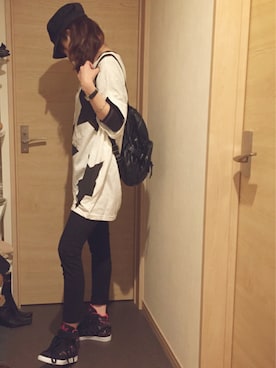 「SLY（スライ）のアイテム（キャスケット）」を使った、riosa◡̈⃝︎⋆︎*さん（レディース・158cm）の春コーディネート