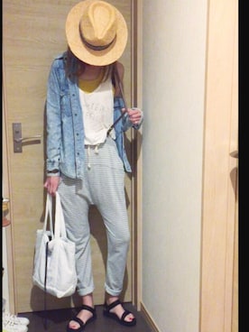 「Ungrid（アングリッド）のアイテム（サスペンダー）」を使った、riosa◡̈⃝︎⋆︎*さん（レディース・158cm）の春コーディネート