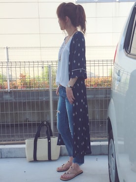 「Ungrid（アングリッド）のフレイドヘムストスリ（デニムパンツ）」を使った、riosa◡̈⃝︎⋆︎*さん（レディース・158cm）の夏コーディネート