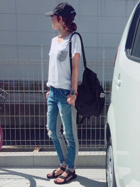 riosa◡̈⃝︎⋆︎*さん（レディース・158cm）の夏コーディネート