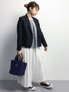 「PLAIN CLOTHING（プレーンクロージング）の【PLAIN CLOTHING】 ロングプリーツパンツ（その他パンツ）」を使った、いぴさん（レディース・152cm）の春コーディネート