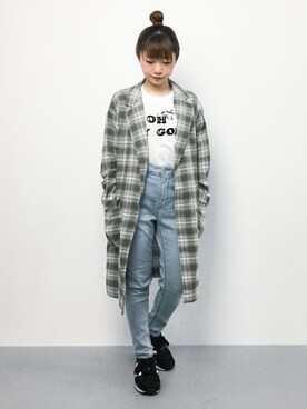 「アイテム（その他トップス、ブラウン系）」を使った、いぴさん（レディース・152cm）の春コーディネート