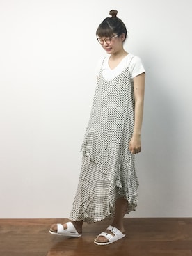 「PLAIN CLOTHING（プレーンクロージング）のアイテム（ワンピース/ドレス）」を使った、いぴさん（レディース・152cm）の夏コーディネート