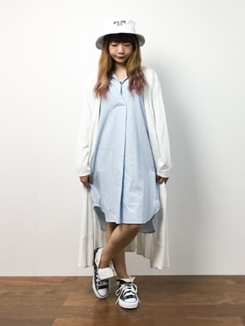 「爽やかコーデ」｜「アイテム（チュニック）」を使った、いぴさん（レディース・152cm）の夏コーディネート