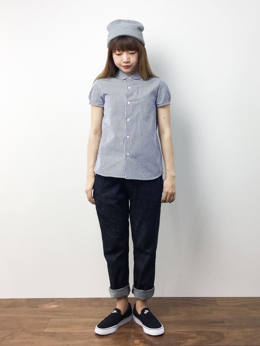 ルグラジック ブラウス 半袖 シャツ 日本製 綿100 シンプル 丸襟 無地