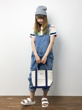 「RNA（アールエヌエー）のアイテム（サロペット/オーバーオール）」を使った、いぴさん（レディース・152cm）の夏コーディネート