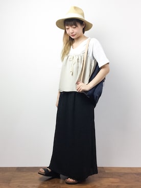 「アイテム（キャミソール、ベージュ系）」を使った、いぴさん（レディース・152cm）の夏コーディネート