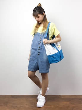 「anap mimpi（アナップミンピ）のアイテム（オールインワン・サロペット）」を使った、いぴさん（レディース・152cm）の夏コーディネート