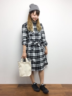 「ミニトート」｜「アイテム（ワンピース/ドレス）」を使った、いぴさん（レディース・152cm）の夏コーディネート