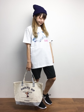 「SURF'S UP PEANUTS（サーフズアップピーナッツ）のアイテム」を使った、いぴさん（レディース・152cm）の夏コーディネート