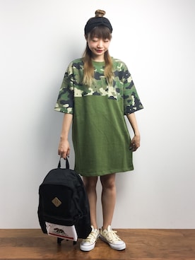 「ストリートカジュアル」｜「アイテム（ワンピース/ドレス）」を使った、いぴさん（レディース・152cm）の夏コーディネート