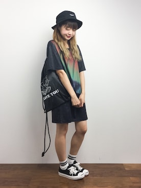 「WC（ダブル シー）のアイテム（バックパック/リュック）」を使った、いぴさん（レディース・152cm）の夏コーディネート