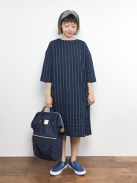 「go slow caravan（ゴースローキャラバン）のアイテム（バックパック/リュック）」を使った、いぴさん（レディース・152cm）の夏コーディネート
