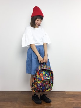 「go slow caravan（ゴースローキャラバン）のアイテム（バックパック/リュック）」を使った、いぴさん（レディース・152cm）の夏コーディネート