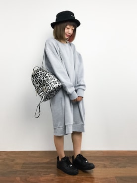 「unrelaxing（アンリラクシング）のアイテム（スウェット）」を使った、いぴさん（レディース・152cm）の夏コーディネート