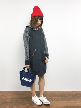 「ミニトート」｜「アイテム（ワンピース/ドレス）」を使った、いぴさん（レディース・152cm）の秋コーディネート