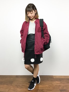 「グレーTシャツ」｜「アイテム（ナイロンジャケット）」を使った、いぴさん（レディース・152cm）の秋コーディネート