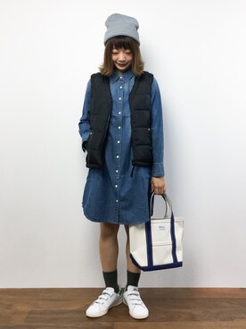「Right-on（ライトオン）のアイテム（シャツワンピース）」を使った、いぴさん（レディース・152cm）の秋コーディネート