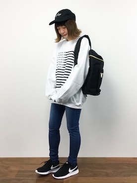 「unrelaxing（アンリラクシング）のアイテム（スウェット）」を使った、いぴさん（レディース・152cm）の秋コーディネート