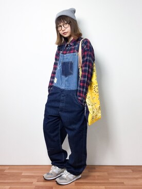 「ゆるカジ」｜「アイテム（オールインワン・サロペット）」を使った、いぴさん（レディース・152cm）の秋コーディネート