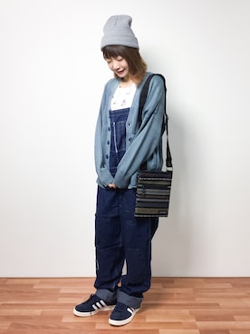 「ゆるカジ」｜「アイテム（オールインワン・サロペット）」を使った、いぴさん（レディース・152cm）の秋コーディネート