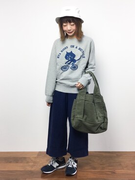 「にゃー（ニャー）のアイテム（パンツ）」を使った、いぴさん（レディース・152cm）の秋コーディネート