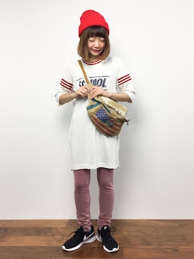 「赤ニット帽」｜いぴさん（レディース・152cm）の秋コーディネート