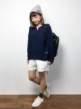 「go slow caravan（ゴースローキャラバン）のアイテム（バックパック/リュック）」を使った、いぴさん（レディース・152cm）の秋コーディネート
