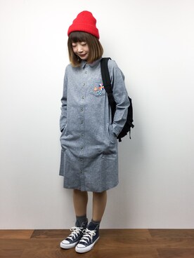 「ゆるカジ」｜「アイテム（ワンピース/ドレス）」を使った、いぴさん（レディース・152cm）の秋コーディネート