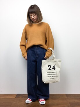 「クルーネックニット」｜いぴさん（レディース・152cm）の秋コーディネート