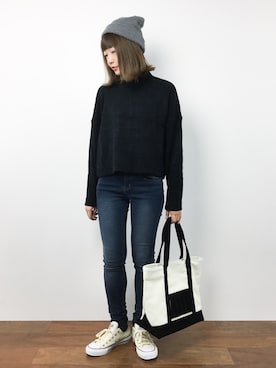 「ハイネックプルオーバー」｜いぴさん（レディース・152cm）の秋コーディネート