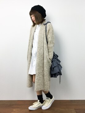「フリルトート」｜「アイテム（ワンピース/ドレス）」を使った、いぴさん（レディース・152cm）の秋コーディネート
