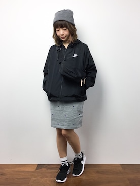「スウェットスカート」｜「アイテム（ブルゾン）」を使った、いぴさん（レディース・152cm）の秋コーディネート