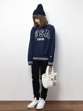 「SURF'S UP PEANUTS（サーフズアップピーナッツ）のアイテム」を使った、いぴさん（レディース・152cm）の秋コーディネート