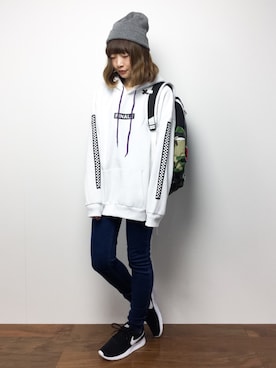 「アイテム（バックパック/リュック）」を使った、いぴさん（レディース・152cm）の秋コーディネート