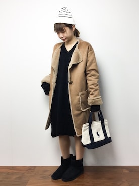 「Vネックワンピース」｜「アイテム（ジャケット/アウター）」を使った、いぴさん（レディース・152cm）の秋コーディネート