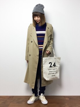 「select MOCA（セレクトモカ）のアイテム（トレンチコート）」を使った、いぴさん（レディース・152cm）の秋コーディネート