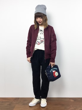 「cepo（セポ）のアイテム（MA-1）」を使った、いぴさん（レディース・152cm）の秋コーディネート