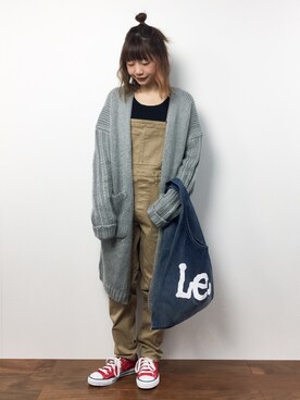 「ハーフアップ」｜「アイテム（オールインワン・サロペット）」を使った、いぴさん（レディース・152cm）の秋コーディネート