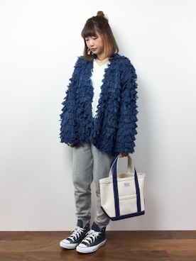 カーディガン ボレロを使った 青 グレー の人気ファッションコーディネート Wear