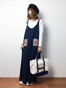 「anap mimpi（アナップミンピ）のアイテム（オールインワン・サロペット）」を使った、いぴさん（レディース・152cm）の秋コーディネート