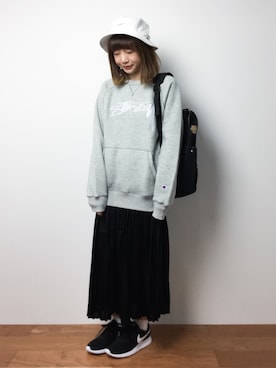 「ゆるカジ」｜「アイテム（スウェット）」を使った、いぴさん（レディース・152cm）の秋コーディネート