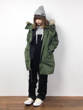 「CIAOPANIC（チャオパニック）のアイテム（モッズコート）」を使った、いぴさん（レディース・152cm）の冬コーディネート