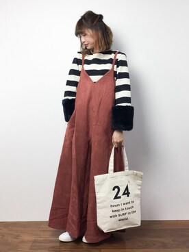 「Factor=（ファクターイコール）のアイテム（オールインワン・サロペット）」を使った、いぴさん（レディース・152cm）の冬コーディネート