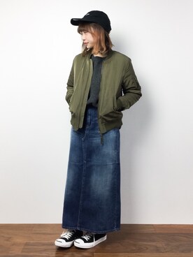 「RAY CASSIN（レイカズン）のアイテム（MA-1）」を使った、いぴさん（レディース・152cm）の冬コーディネート
