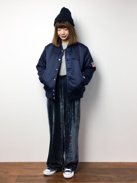 「Champion（チャンピオン）のアイテム（ブルゾン）」を使った、いぴさん（レディース・152cm）の冬コーディネート