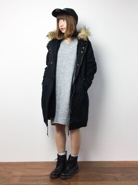 「Right-on（ライトオン）のアイテム（モッズコート）」を使った、いぴさん（レディース・152cm）の冬コーディネート