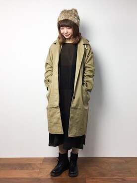 「LBC（エルビーシー）のアイテム（ステンカラーコート）」を使った、いぴさん（レディース・152cm）の冬コーディネート