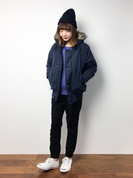 「SEVENDAYS=SUNDAY（セブンデイズサンデイ）のアイテム（ブルゾン）」を使った、いぴさん（レディース・152cm）の冬コーディネート